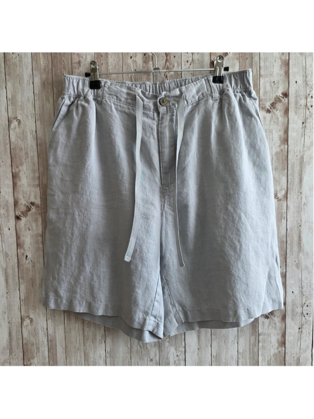 Men's Tasso Elba Linen Flat Front Shorts, Size L, Grey